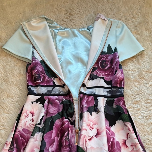 TED BAKER Wilmana Magnificent Skater Dress in Mint Floral - Size 4 - Picture 6 of 10